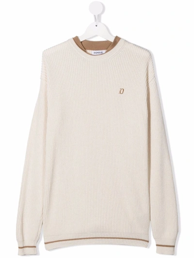 Dondup Teen Ribbed Knit Jumper In 中性色