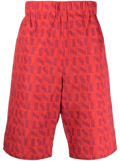 Sunnei Reversible Bermuda Shorts In 红色