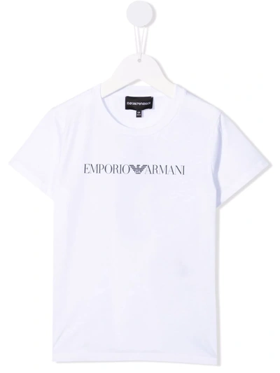 Emporio Armani Babies' Logo-print T-shirt In 白色