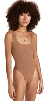 Hunza G Classic Square One Piece Metallic Cocoa One Size In Metallic Cocoa