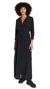 L'agence Cameron Long-sleeve Belted Silk Shirtdress In Black