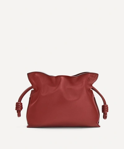 Loewe Flamenco Leather Clutch Bag In Burnt Red