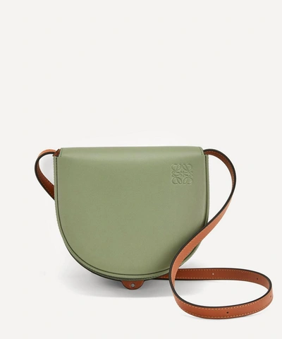 Loewe Green And Brown Heel Duo Leather Cross Body Bag In Rosemary