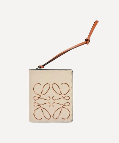Loewe Brand Compact Leather Zip Wallet In Light Oat