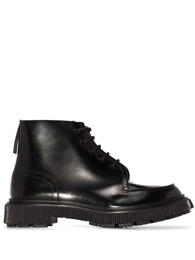 Adieu Typ 165 Leather Military Boots In Schwarz