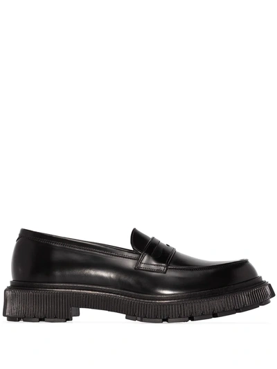 Adieu Penny-slot Leather Loafers In Schwarz