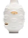 Jonathan Adler White Gilded Gala Round Porcelain Vase In Weiss