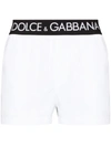 Dolce & Gabbana Logo-waistband Swim Shorts In Weiss