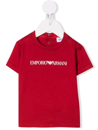 Emporio Armani Babies' Logo-print T-shirt In 红色