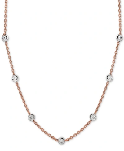 Giani Bernini Beaded Station Chain Necklace In 18k Gold-plated Silver, Or 18k Rose Gold-plated Silver Or Sterling In Rose Gold Over Silver