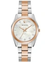 Bulova Women's Surveyor Diamond Accent Two-tone Stainless Steel Bracelet Watch 31mm In White/two Tone