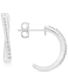 Macy's Diamond Crossover Hoop Earrings (1/10 Ct. T.w.) In Sterling Silver In Sterling Silver