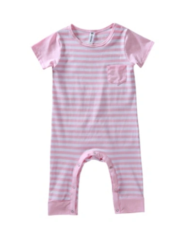 Earth Baby Outfitters Baby Boys And Girls Short Sleeve Viscose From Bamboo Romper In Pink