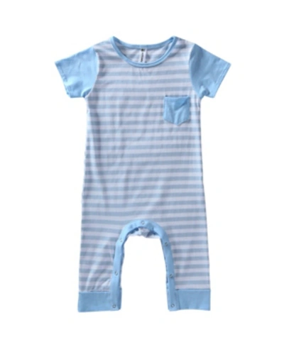 Earth Baby Outfitters Baby Boys And Girls Short Sleeve Viscose From Bamboo Romper In Blue