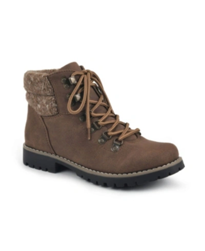Cliffs By White Mountain Pathfield Womens Faux Suede Cold Weather Ankle Boots In Cognac Suedette