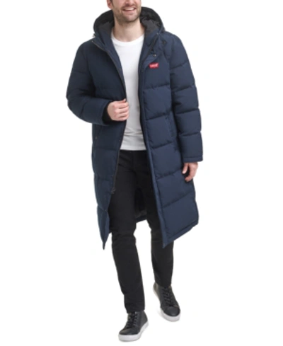 Levi's Men's Quilted Extra Long Parka Jacket In Navy