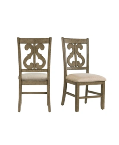 Picket House Furnishings Stanford Wooden Swirl Back Side Chair Set In Medium Beige