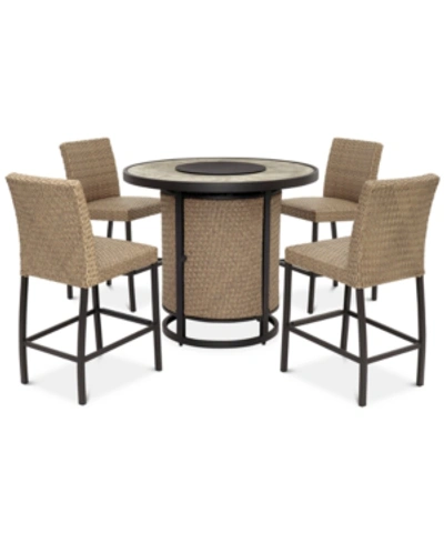 Furniture Closeout! Ellery Outdoor 5-pc. Chat Set (1 Fire Pit & 4 Stools)
