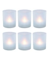 MACY'S LUMABASE SET OF 6 FLICKERING WARM WHITE LED LIGHTS IN FROSTED VOTIVE HOLDERS CUPS