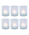 Macy's Lumabase Set Of 6 Flickering Warm White Led Lights In Frosted Votive Holders Cups In White