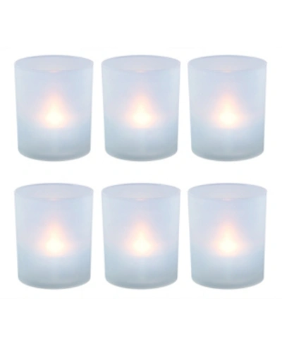 Macy's Lumabase Set Of 6 Flickering Warm White Led Lights In Frosted Votive Holders Cups