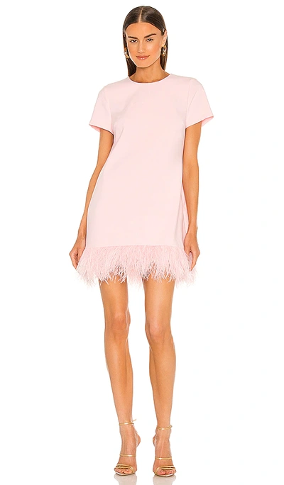 Likely Marullo Feather Trim Shift Dress In Rose Shadow