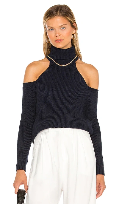 Superdown Ruby Cold Shoulder Sweater In Navy