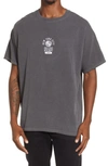 Topman Oversized T-shirt With Nyc Print In Washed Black In Black