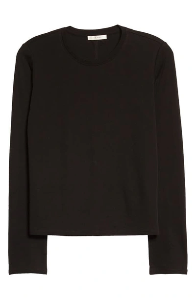 The Row Sherman Long Sleeve Cotton Jersey Top In Black