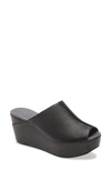 Chocolat Blu Wynn Peep Toe Mule In Black Leather