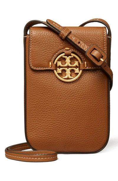 Tory Burch Miller Phone Crossbody In Light Umber/rolled Brass
