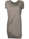 Rick Owens Draped Side Detail T-shirt In Brown
