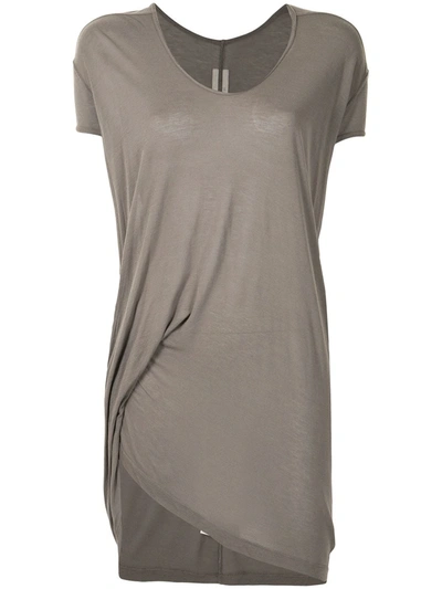 Rick Owens Draped Side Detail T-shirt In Brown