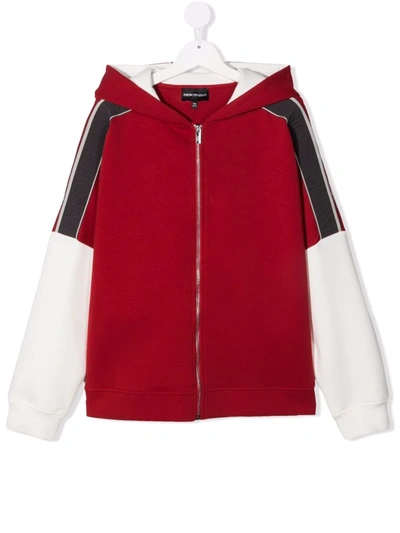 Emporio Armani Kids' Debossed-logo Detail Jacket In Red