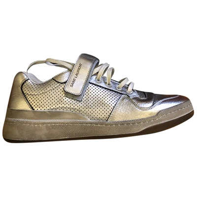 Pre-owned Saint Laurent Leather Low Trainers In Silver