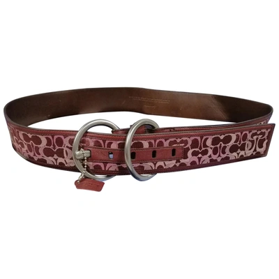 Pre-owned Coach Leather Belt In Bordeaux