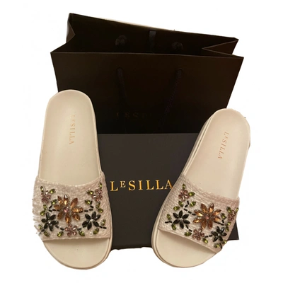 Pre-owned Le Silla Mules In White