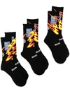 Readymade Flame-print Socks Set In Black