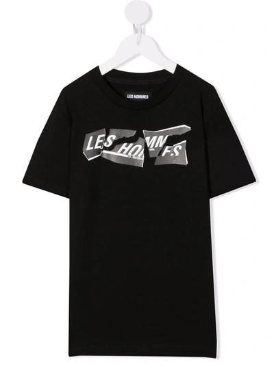 Les Hommes Kids' Logo Print T-shirt In Black