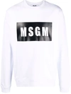 Msgm Logo Print Cotton Sweatshirt In White