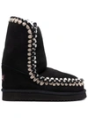 Mou Whipstitch-detail Suede Eskimo Boots In Black