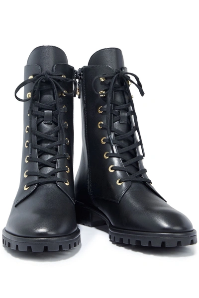 Stuart Weitzman Laine Leather Combat Boots In Black