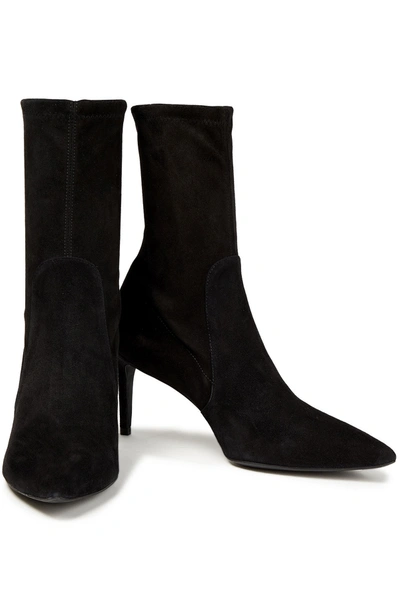 Stuart Weitzman Wren Stretch-suede Sock Boots In Black