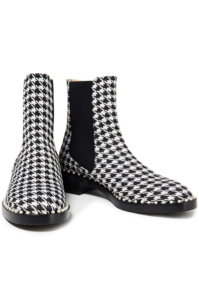 Stuart Weitzman Cline Embellished Houndstooth Jacquard Ankle Boots In Multi