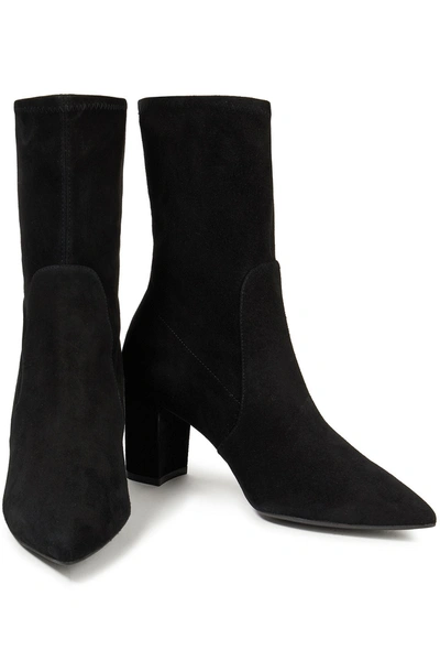 Stuart Weitzman Landry 75 Stretch-suede Sock Boots In Black