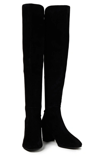 Stuart Weitzman Gillian Stretch-suede And Neoprene Knee Boots In Black