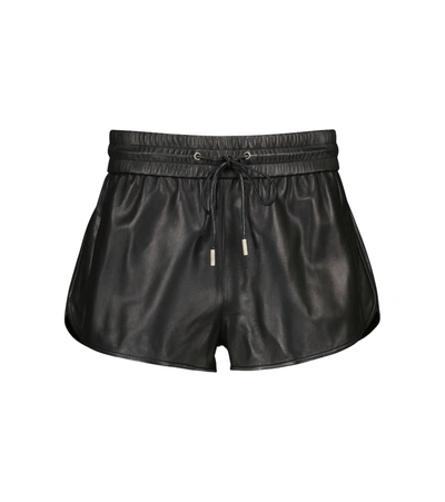 Saint Laurent Leather Shorts In Black