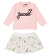 MOSCHINO BABY EMBROIDERED SKIRT SET,P00590841