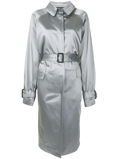 Shanghai Tang X Yuni Ahn Satin Reversible Trench Coat In Grau