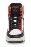 Superdry Basket High Top Sneaker In White/ Black/ Red